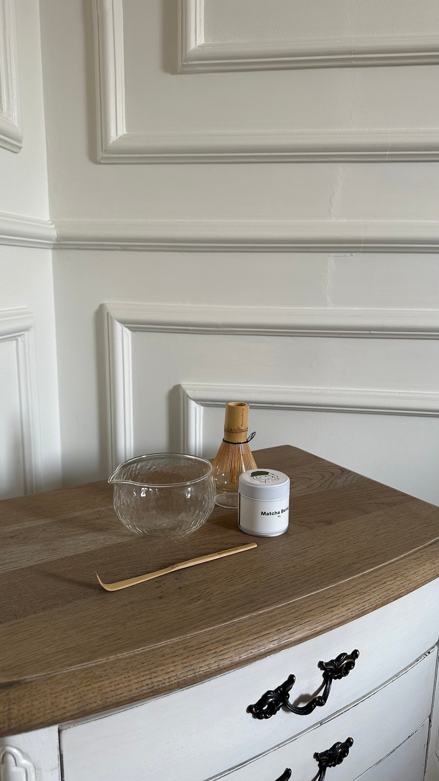 Clear glass matcha set