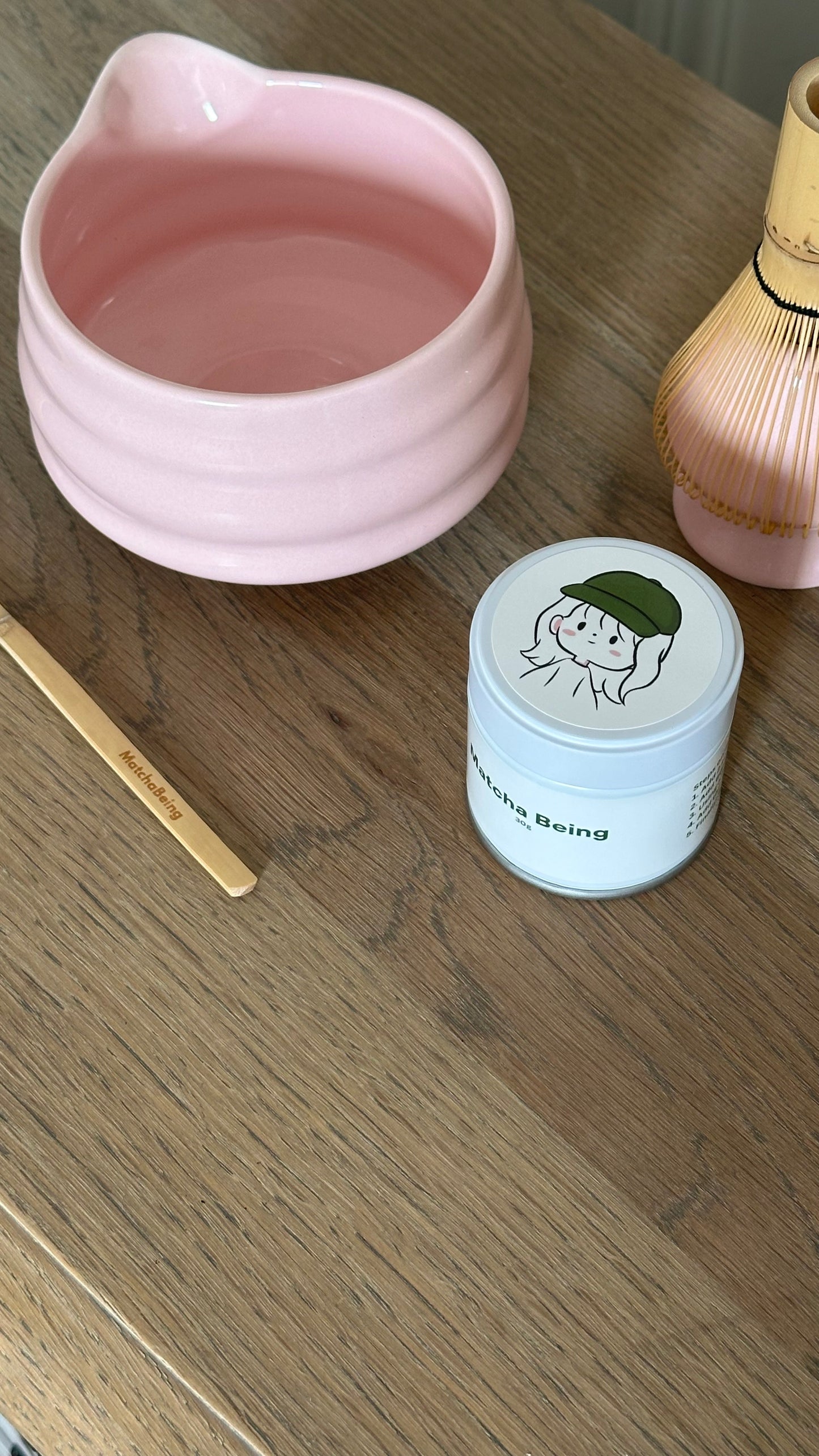 Light pink matcha set