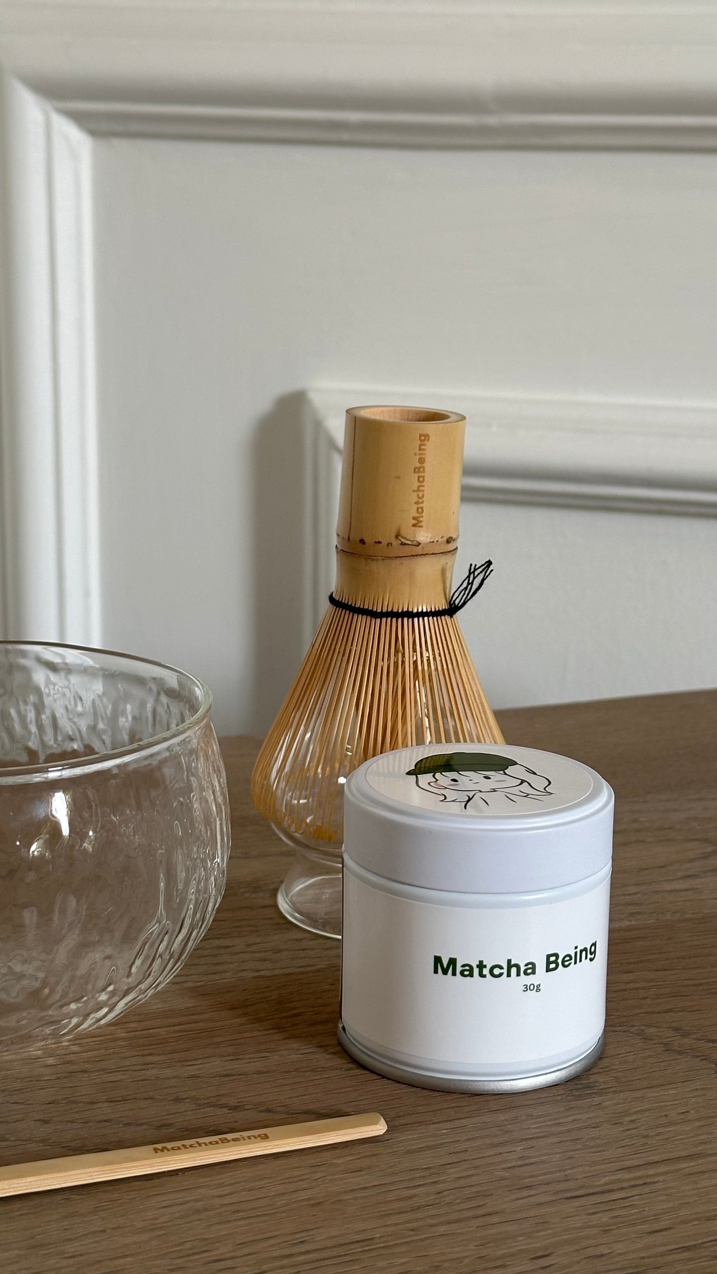 Clear glass matcha set