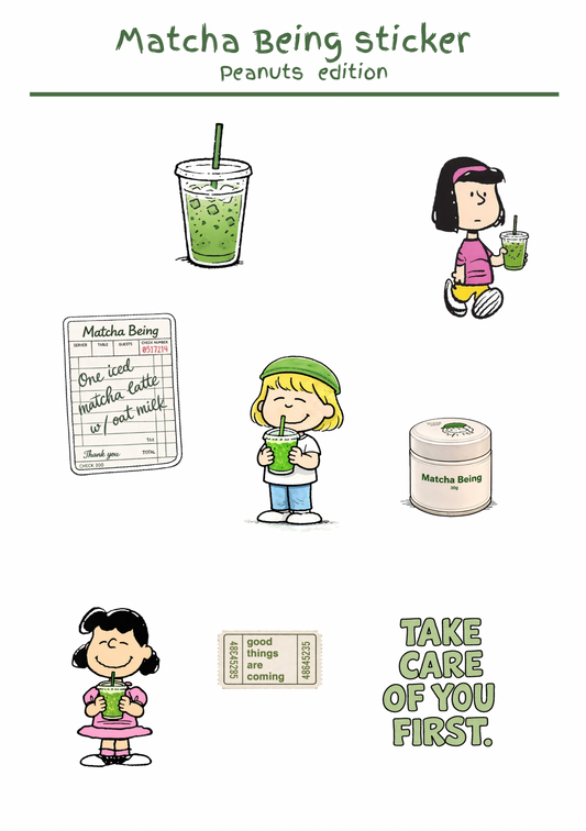 Matcha being’s sticker sheet Peanuts edition￼