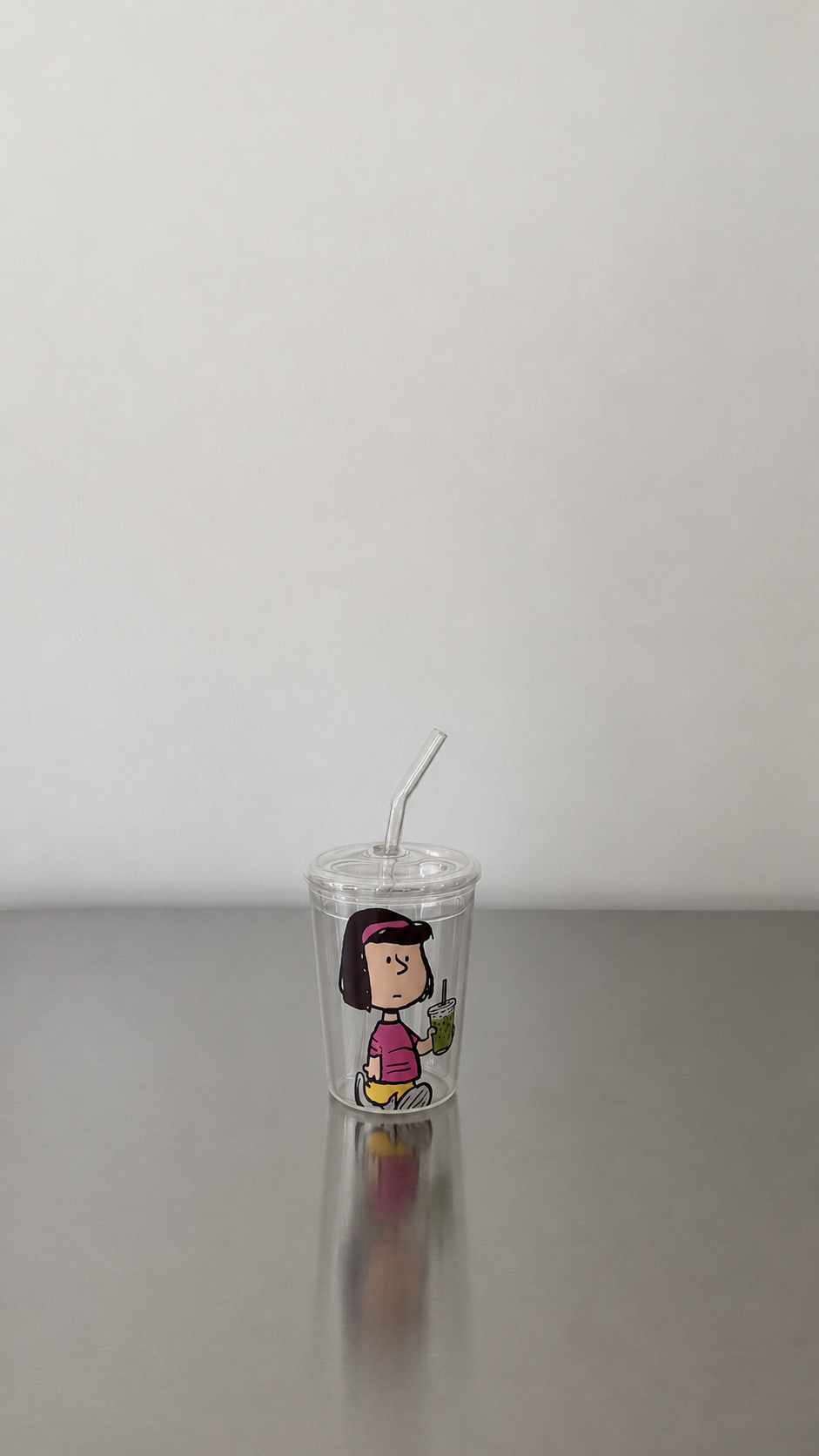Peanuts glass matcha cup (with glass straw and lid)
