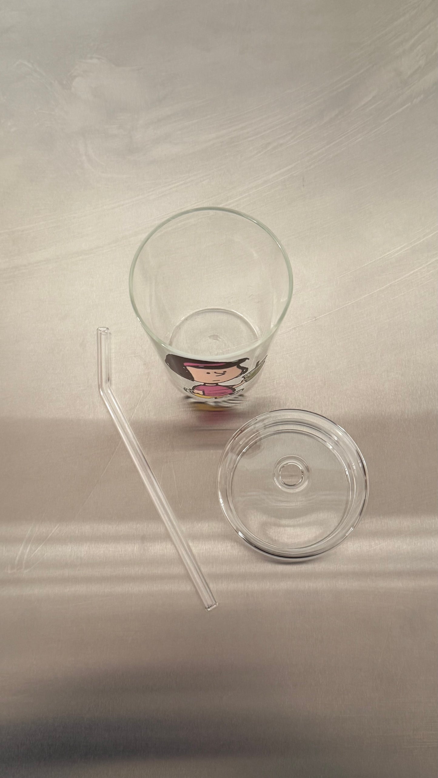 Peanuts glass matcha cup (with glass straw and lid)